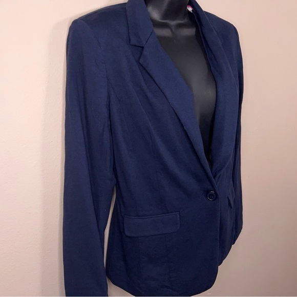 Small Company Ellen Tracy Blue Stretch Lined Blazer Womens Button Closure - Picture 4 of 14